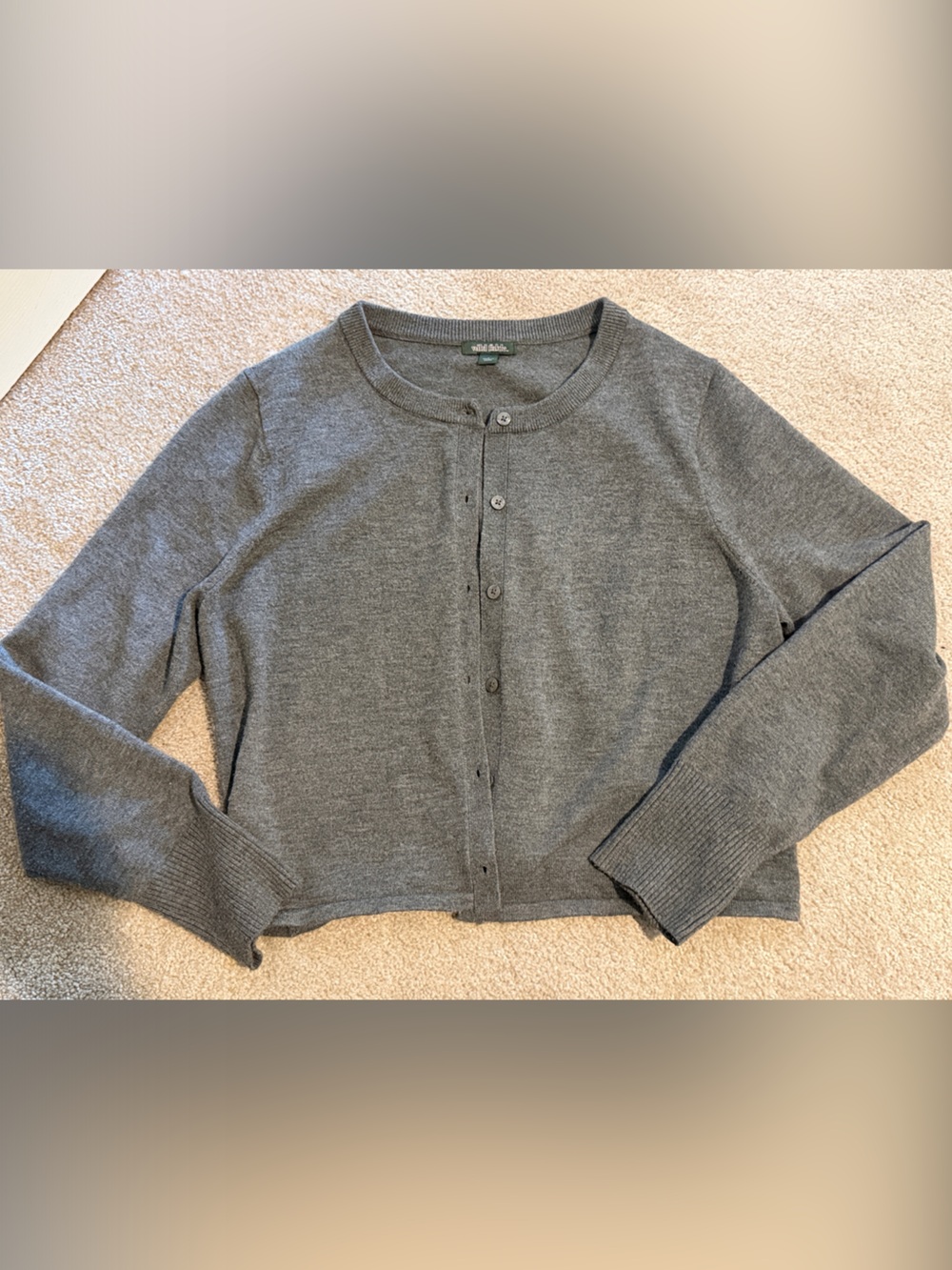 Cute Gray Button-Front Women's Cardigan